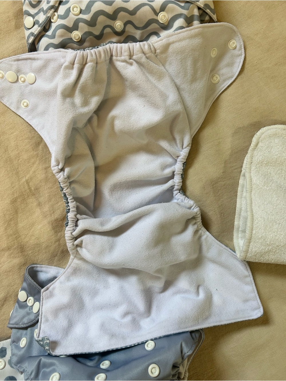 Blue & Gray Patterned Reusable Cloth Diaper Set - Picture 9 of 9